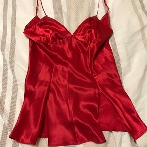 La SENZA Sexy Red Satin Slip Lingerie - size Large